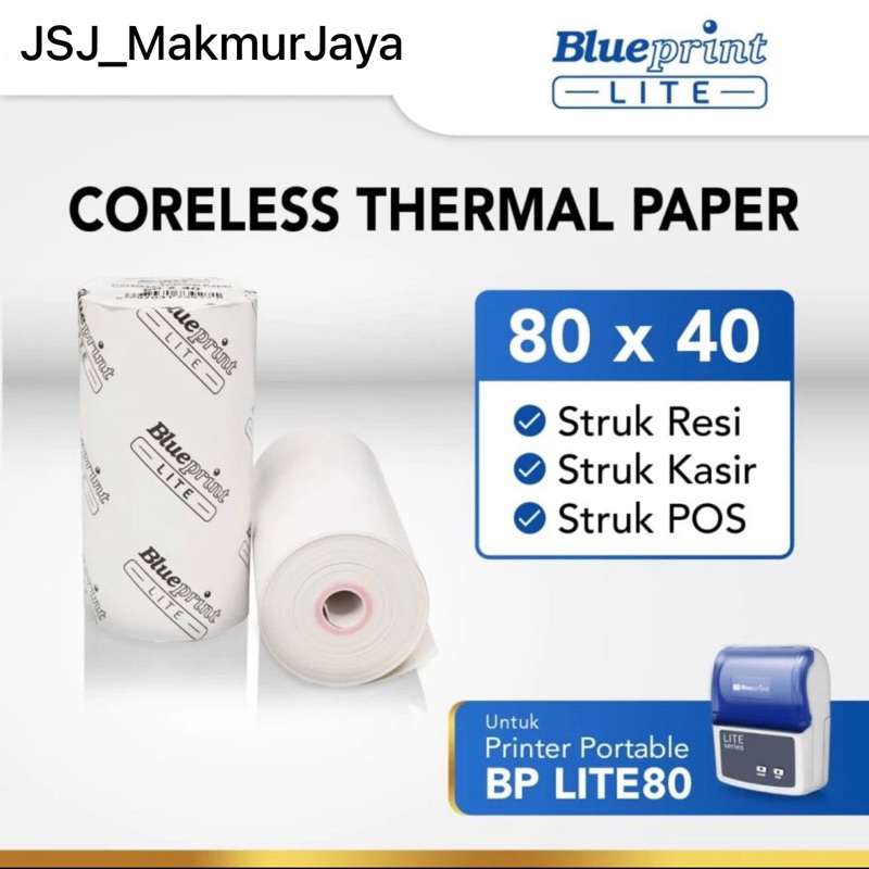 

Kertas Thermal Struk kasir POS & Resi BLUEPRINT lite 80x40mm