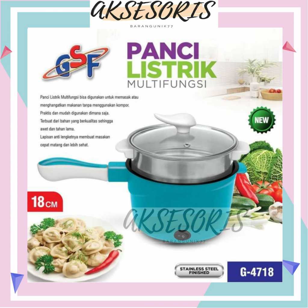 Baru Panci Listrik Gsf G-4718 / Panci Listrik Multifungsi Gsf 4718 / Panci Listrik Serbaguna 18Cm /