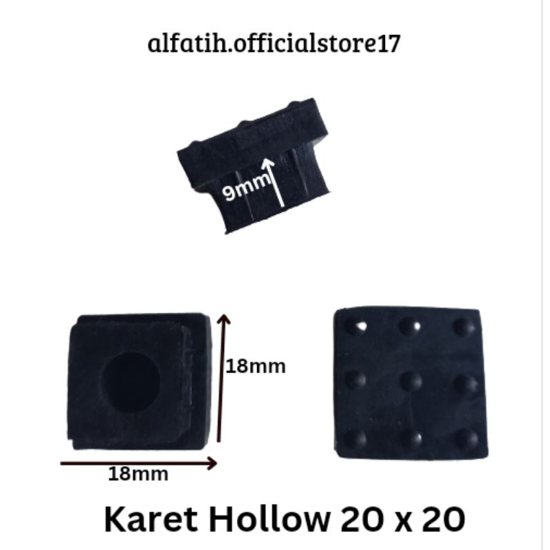 Karet Hollow 20x20/Karet Kaki Meja/Kursi/Rak/Besi