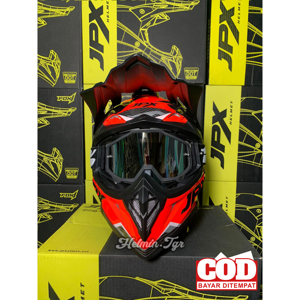 HELM JPX CROSS FOX1 X35 RED ORIGINAL REAL PICT & VIDEO 100%