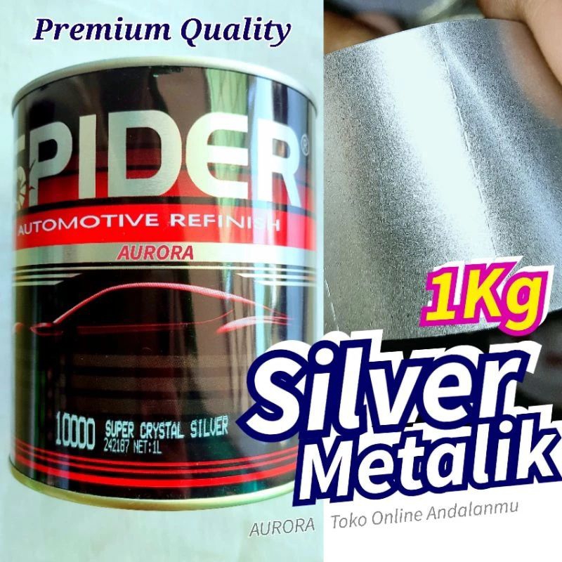Cat Silver Metalik 1kilo Spider Super Crystal Silver Metallic 1Liter 1kg Laba Laba