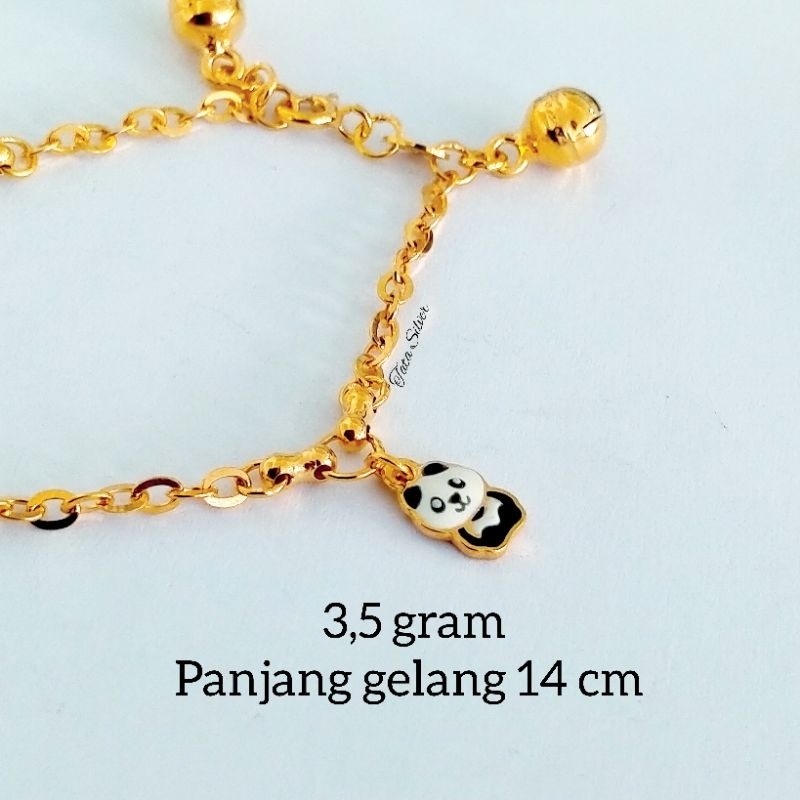 Gelang Anak Rantai Karakter Panda Perak Lapis Emas (925 Sterling Silver Gold Plated) 2318958
