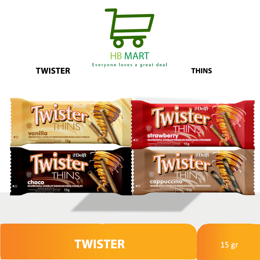 

DELFI TWISTER THINS WAFER ROLL CHOCOLATE / CAPPUCCINO / STRAWBERR 15GR