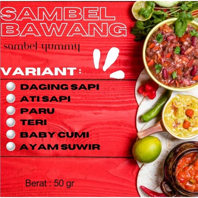 

Sambal Bawang kemasan sachet 50 Gram