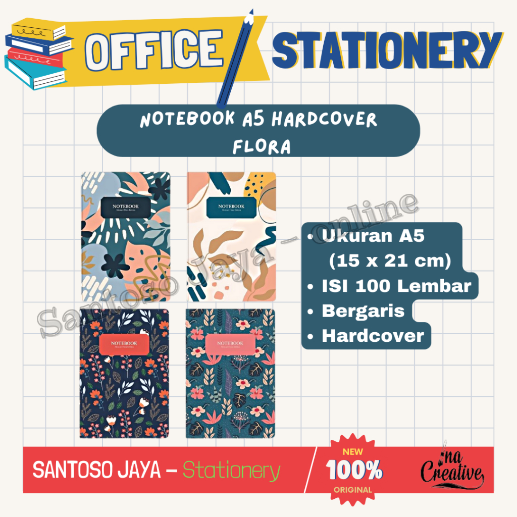 

Notebook A5 Flora INA CREATIVE - Hardcover A-5 Bergaris
