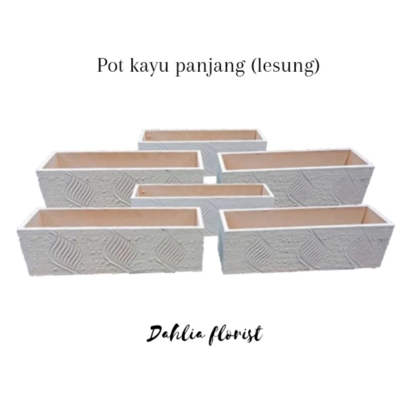 Pot kayu lesung panjang 50 cm Vas bambu bahan kayu