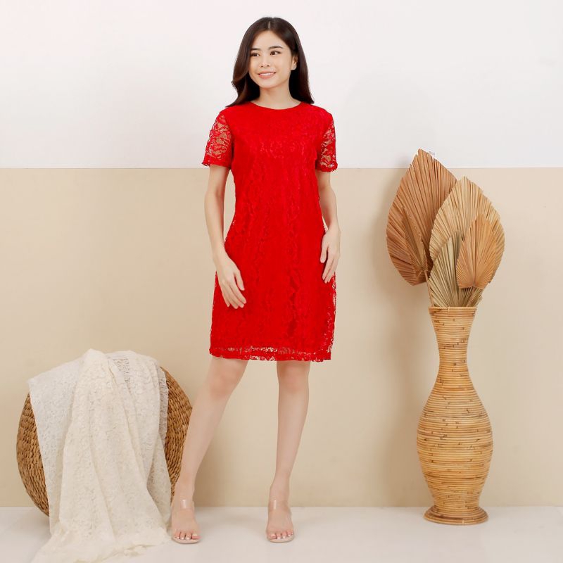 DRESS BRUKAT PESTA NATAL GAUN BROKAT