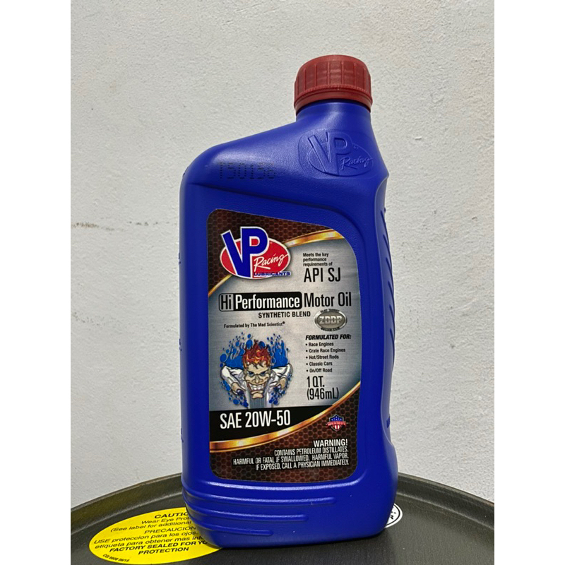 VP racing hi performance engine oil SAE 20W-50 oli mesin untuk balap