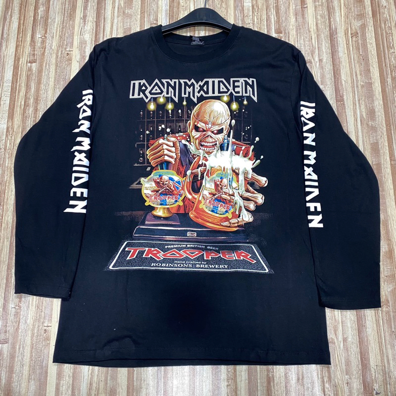 KAOS BAND IRON MAIDEN FULL PRINT SABLON AOP BOLAK BALIK DEPAN BELAKANG IMPORT IMPOR THAI THAILAND LE