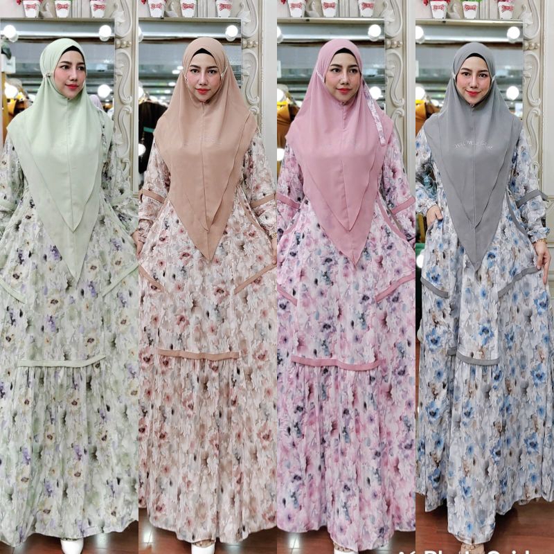 home dress rayon printing syar'i by humaira || ready gamis syari original humaira