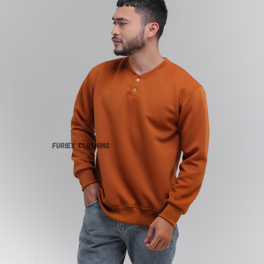 KTY Sweater Pria Crewneck Kancing Sweatshirt Sweater UNISEX Pria/Wanita