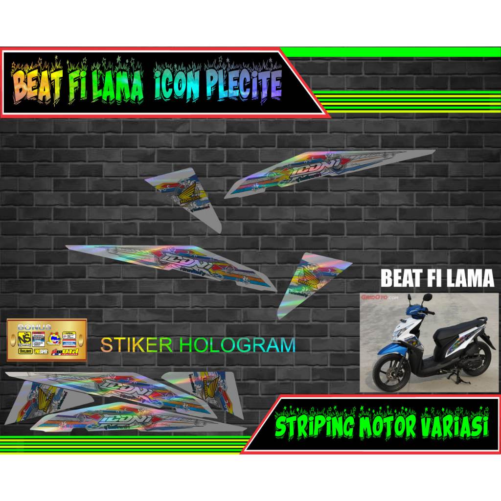 striping stiker hologram variasi motor honda beat fi lama icon plecite