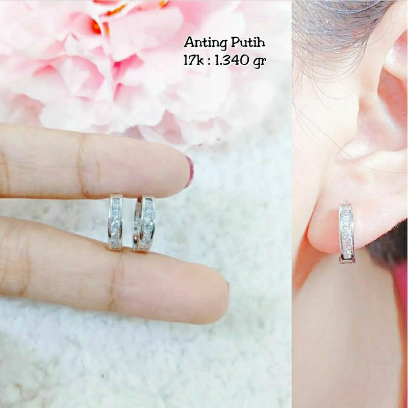 anting wanita emas putih kadar 75 persen 1.34 gram