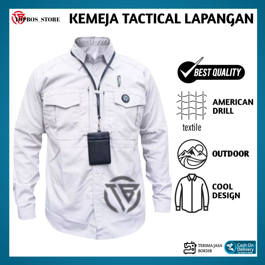 KEMEJA TACTICAL M-TAC LENGAN PANJANG/BAJU KEMEJA LAPANGAN PDL OUTDOOR - Putih, XXS