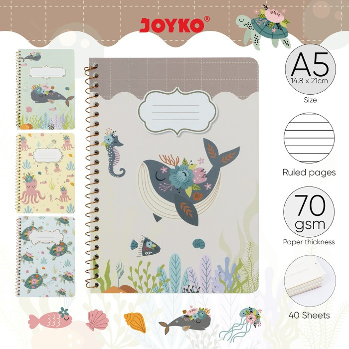 

Buku Tulis Catatan Bergaris Ruled Notebook Joyko NB-730 Ocean Creature