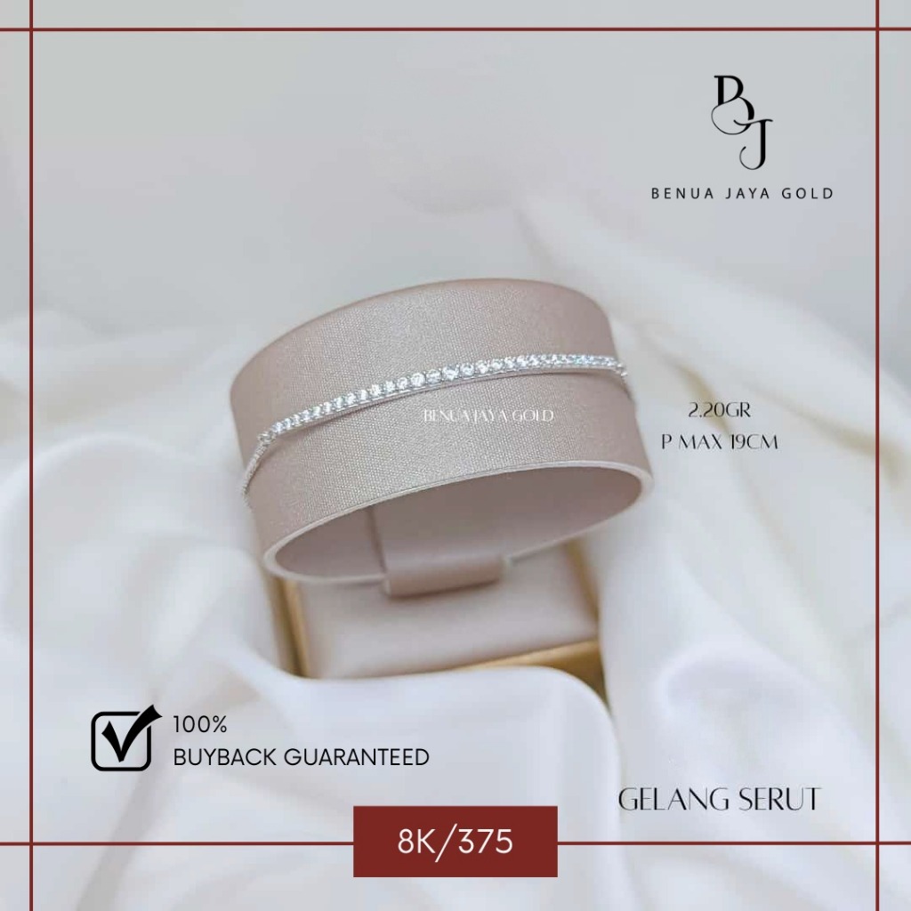 Gelang Serut Italy Santa Listring Emas Putih 8K/375