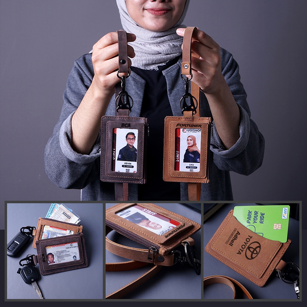 

HOLDER LEATHER PREMIUM MULTIFUNGSI ID CARD lanyard NAME TAG FREE Grafir - Kode ID02