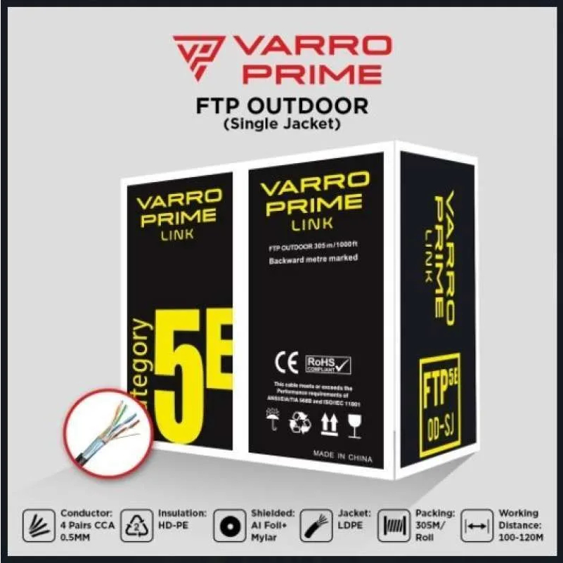KABEL LAN VARRO FTP SINGLE JACKET CAT 5E ROLL