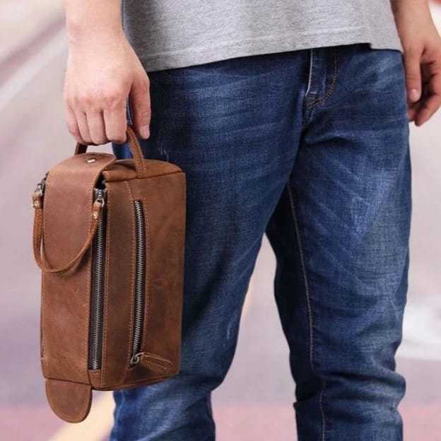 Pouch Bag Kulit Asli Unisex - Pouch Kulit Asli Crazy Horse