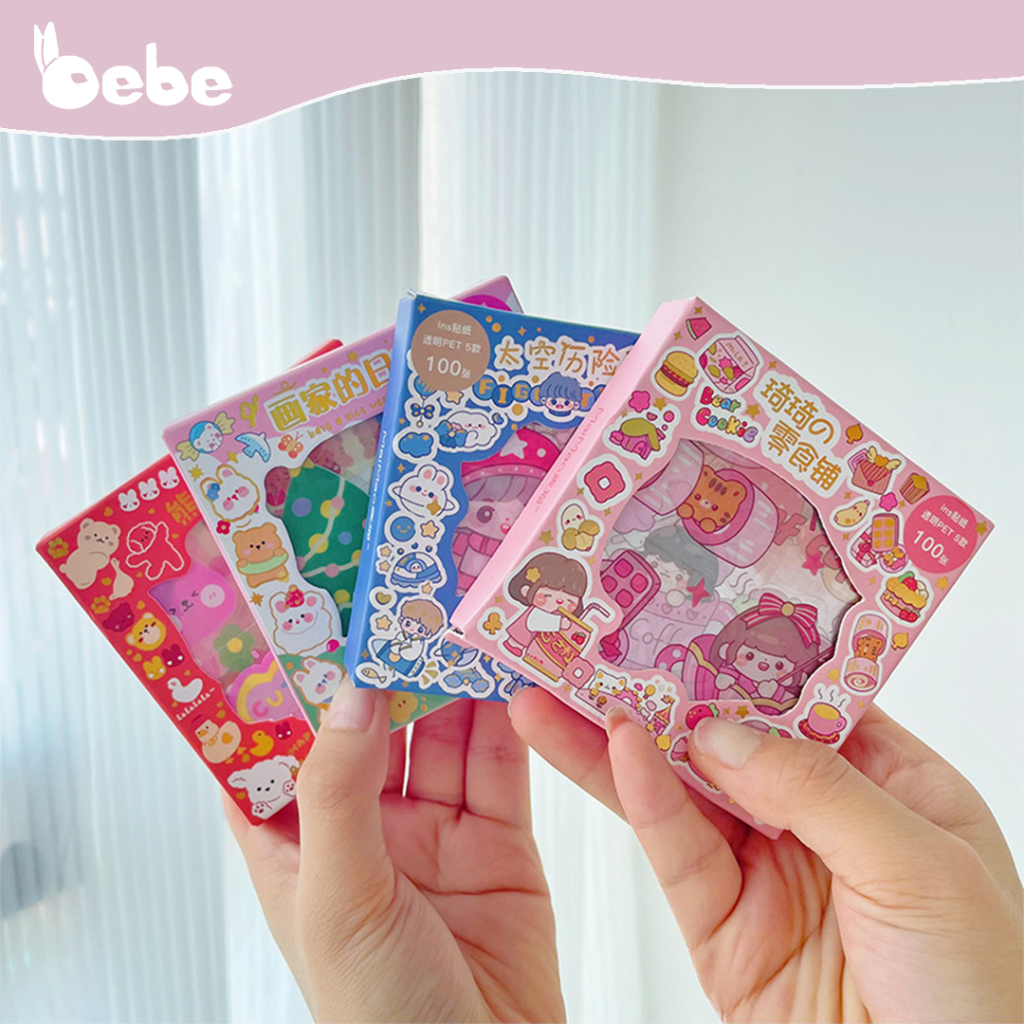

MINI Sticker Box Jurnal Dekorasi DIY Stiker Korea Deco Lucu Anti Air Aesthetic Isi 100 Lembar
