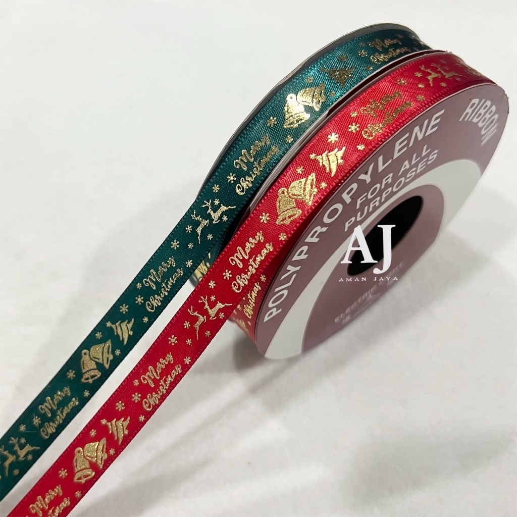 

Pita Kado Dekorasi Natal Motif Merry Christmas Ribbon 1/2 Inch / 1,25 cm (MINIMAL ORDER 3 ROLL)