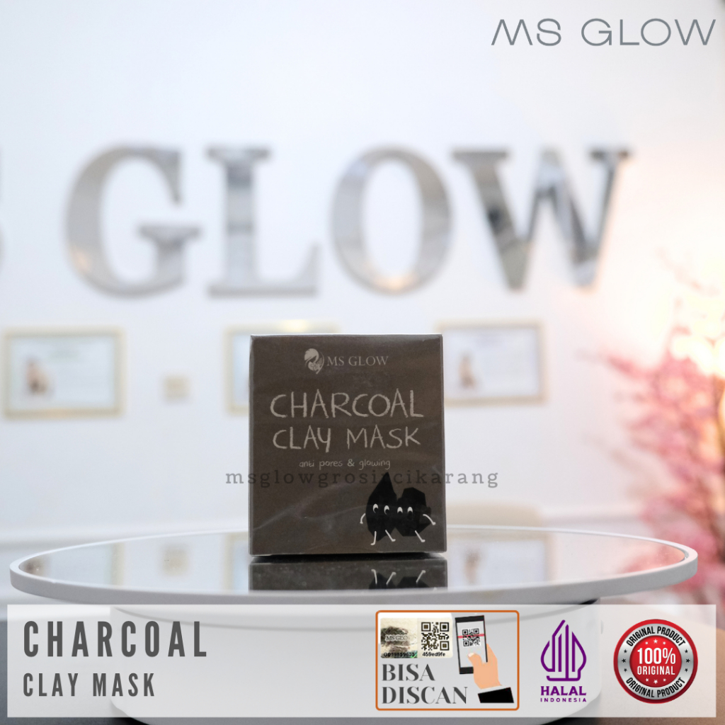 Charcoal Clay Mask Masker Wajah MS Glow Ori