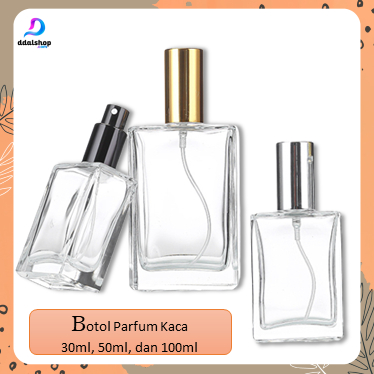 Botol Tempat Parfum Refil Parfume Bottle Kaca Drat Putar model Kotak Decant Travel Size 30ml 50ml 10