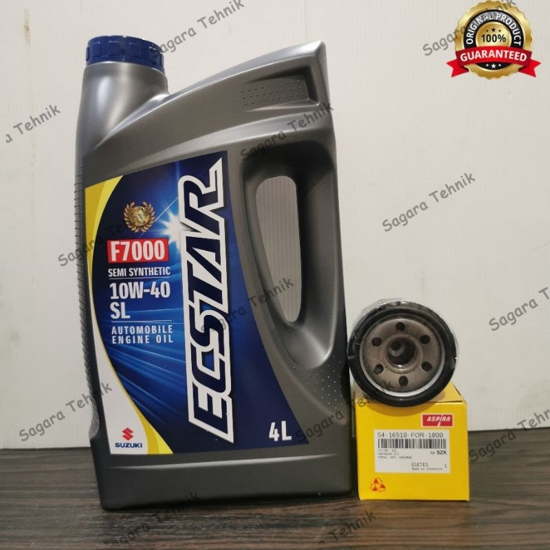 PAKET OLI + FILTER OLI ECSTAR SGO 4LITER APV KARIMUN FORZA FUTRA INJECT INJEK FILTER OLI ASPIRA
