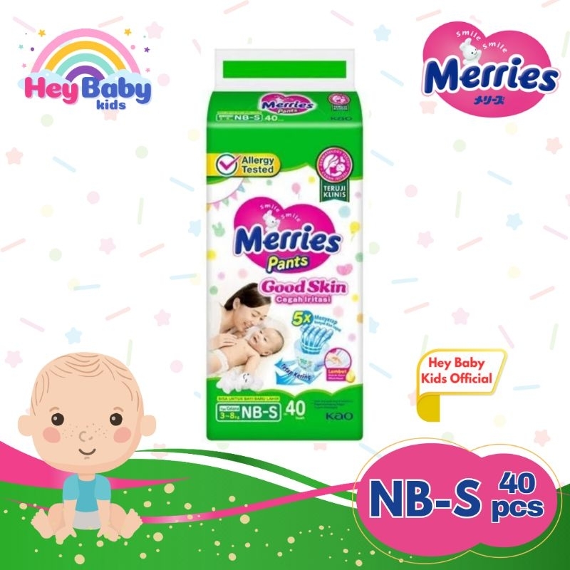 Merries Pants Good Skin Nb-S 40 / Merries Nb-S40/ Popok Merries Nbs 40 Perekat / Diapers Merries Nbs