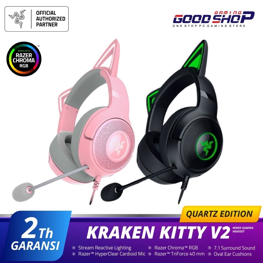 Razer Kraken Kitty V2 Wired RGB Kitty Ears Gaming Headset