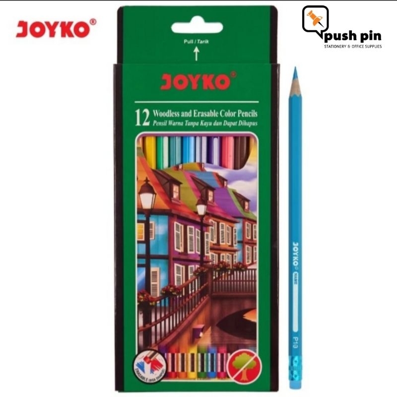 

Joyko Pensil Warna Dapat Dihapus Erasable Color Pencils Hexagonal Grip CP-109 12 warna
