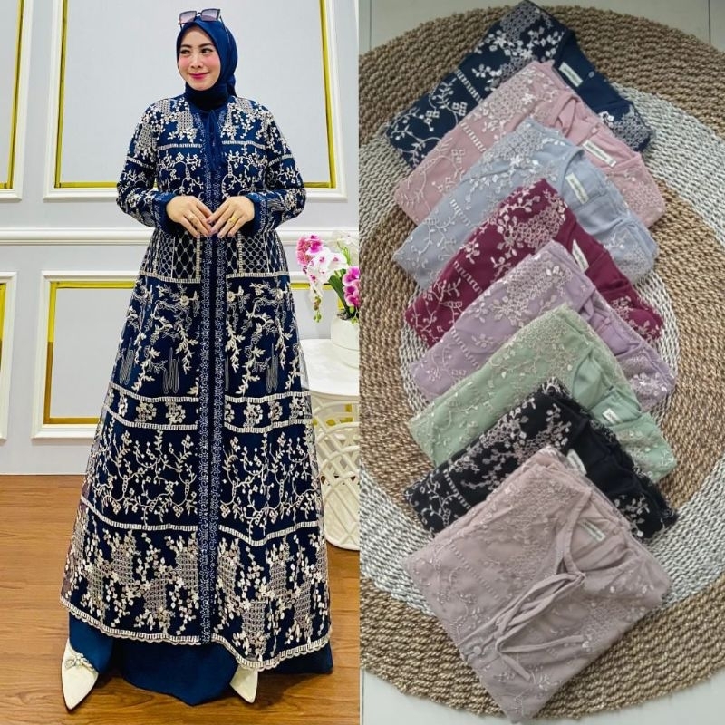 GAMIS PESTA CERUTY KOMBI BRUKAT INNER OUTER MEYATU