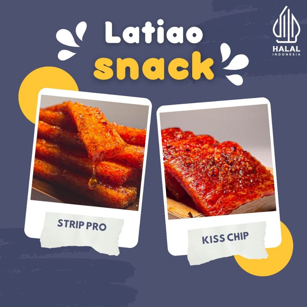 

[PAKET LATIAO] LATIAO Strip Pro (1 Pcs) + Kiss Chip (12) | CEMILAN SNACK VEGETARIAN GLUTEN LATIAO | PEDAS LEZAT