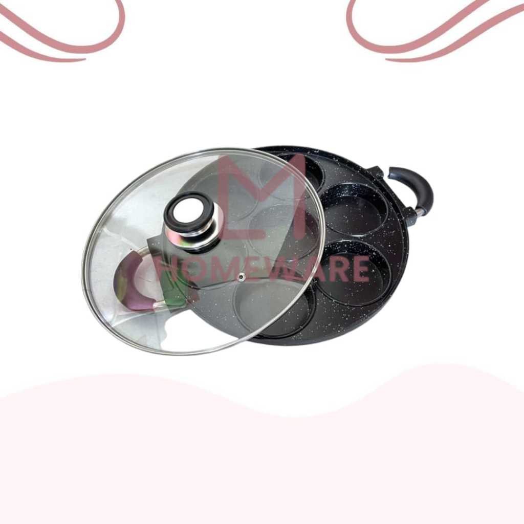 Cetakan Kue 7 Datar Tutup Kaca Q2 8506 / CAKE PAN SERIES TEFLON 7 LUBANG / CETAKAN MARTABAK MINI