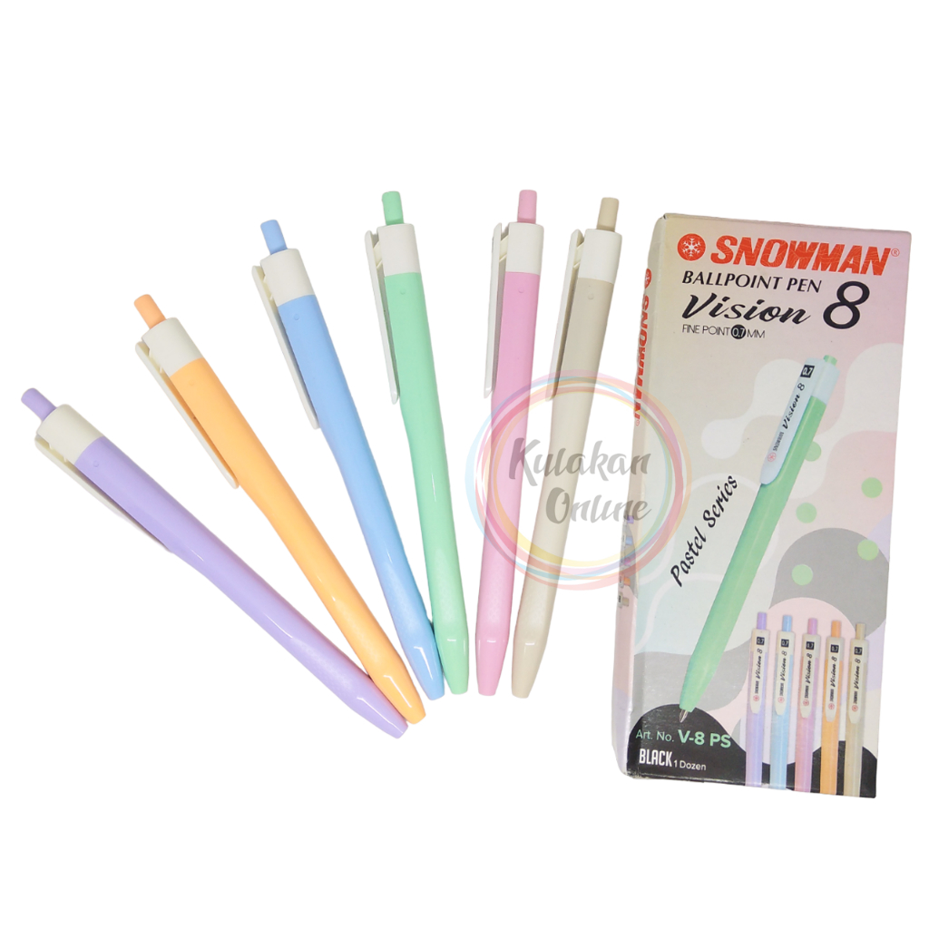 

Pulpen Snowman V8 Vision - Pastel Series (1 Pak isi 12 Pcs)