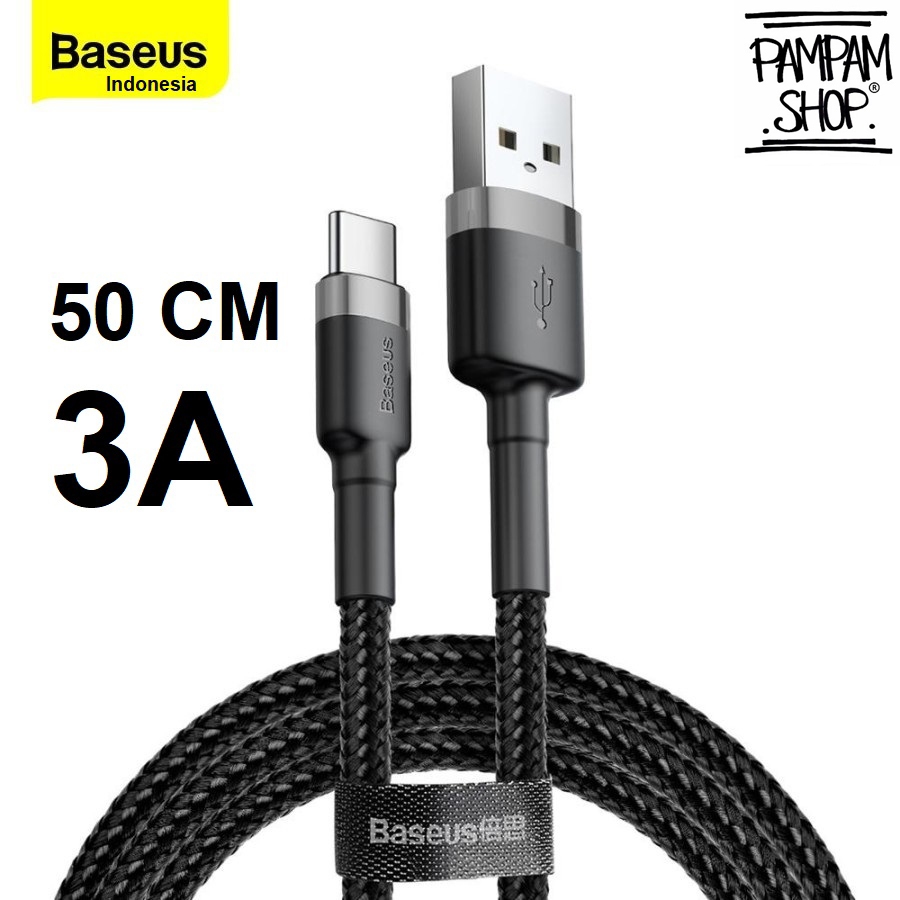 BASEUS Kabel Data Cafule USB to Type C 50CM Fast Charging Quick Charge 3A Cable Charger Cas Original