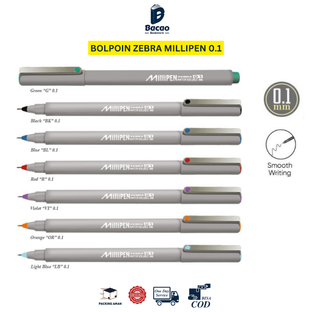 

Pulpen Millipen Fineliner Zebra 0.1 mm