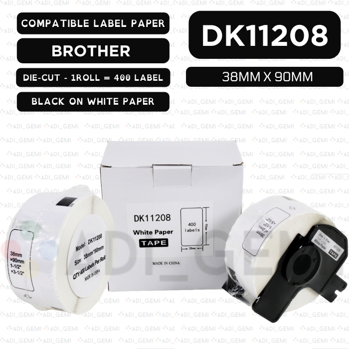 

COMPATIBLE LABEL PAPER BROTHER DK-11208 - 38MM X 90MM - QL-500 QL-820NWB QL-1050 QL-1100