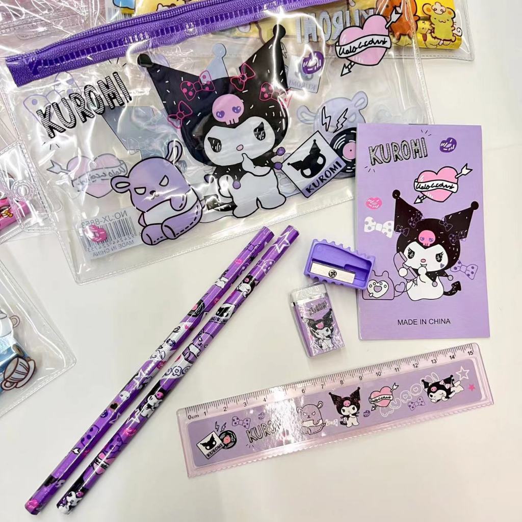 

Set Tempat Pensil Karakter Transparant Stationery Set 7 in 1 / Study Set Alat Tulis Sanrio / Perlengkapan Sekolah