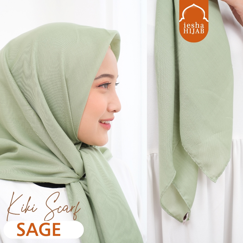 HIJAB SAGE GREEN HIJAB SEGI EMPAT SAGE GREEN POLOS HIJAU JILBAB SEGI EMPAT SAGE KIKI SCARF IESHA HIJ