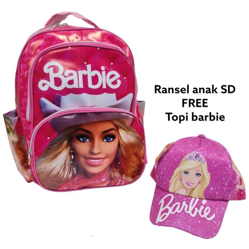 Tas Ransel Anak Sekolah SD Karakter Barbie Free Topi Barbie/Tas Ransel Anak Sekolah Viral/Tas Ransel