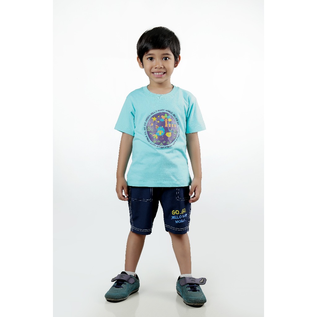 Setelan Kaos Celana Pendek Go Go Green Balita Laki-laki