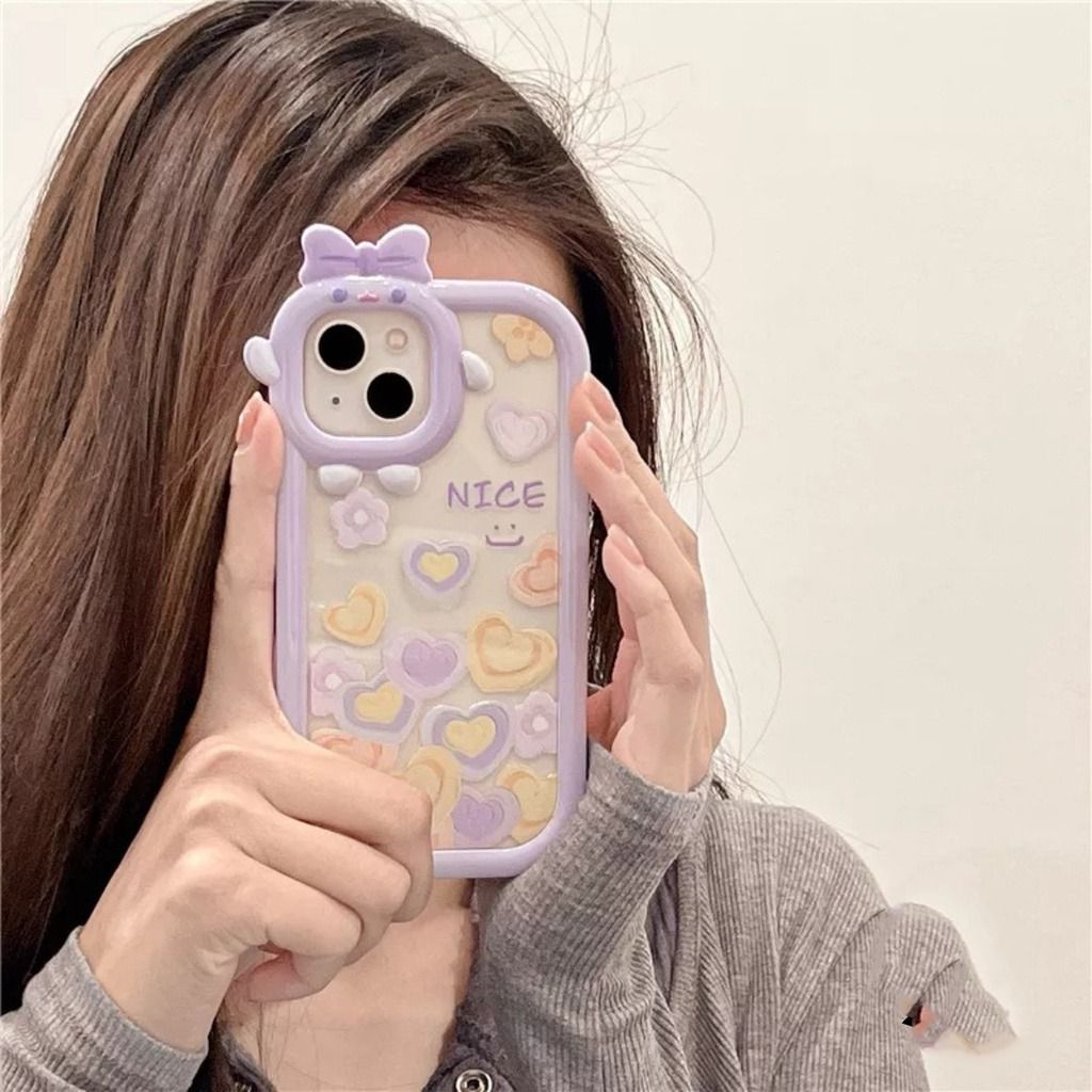 SS33 SoftCase Pita Motif Love Purple Case For Vivo Y50 Y30i Y30 Y35 Y91 Y93 Y95 Y91c Y1s  - White_Cell