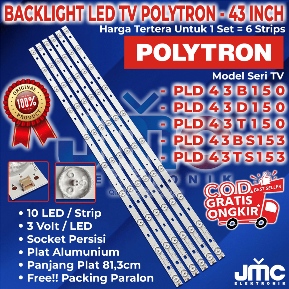 BACKLIGHT TV LED POLYTRON 43 INCH 43B150 43D150 43T150 43BS153 43TS153 PLD43B150 PLD43D150 PLD43T150