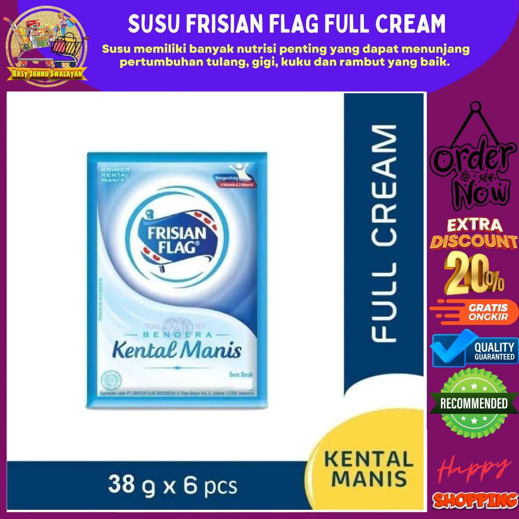 

Frisian Flag Susu Kental Manis Sachet 38g 1pack(6pcs)