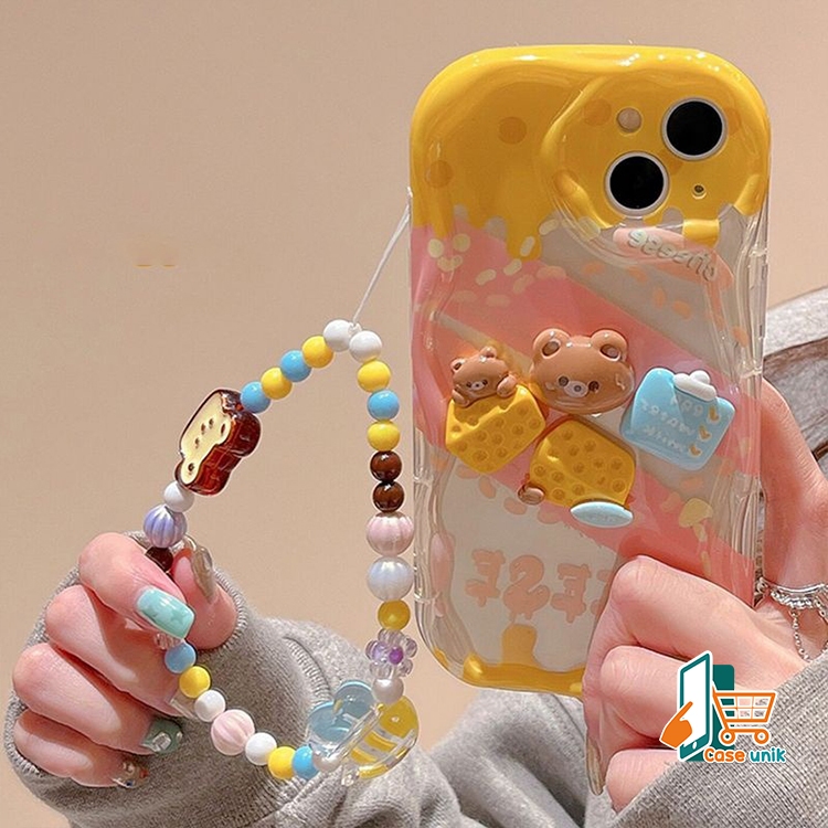 SS865 SOFTCASE SILIKON 3DCUTE CHESSE BEAR LANYARD STRAP FOR SAMSUNG J2 PRIME A06 A16 A05 A05S A15 A0