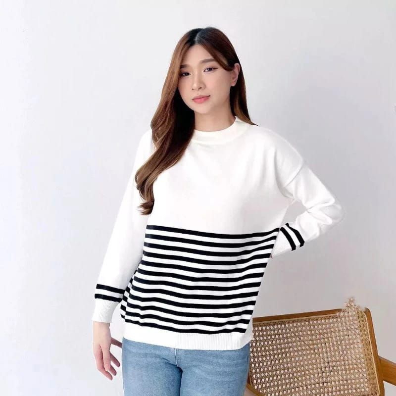 Eiko rajut tops / sweater rajut eiko / sweater rajut motif garis / sweater rajut wanita