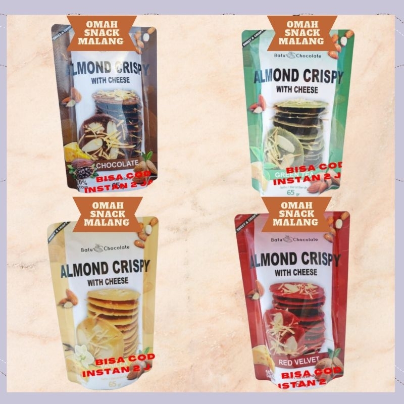 

SNACK KUE KERING ALMOND CRISPY WITH CHESE 65 GRAM OLEH-OLEH KHAS BATU MALANG