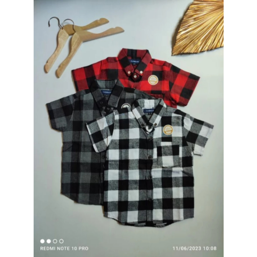 Kemeja Flanel Anak Laki Laki Usia 4-9 Tahun ORI Lengan Pendek Kotak Kotak FLANEL Original Distro