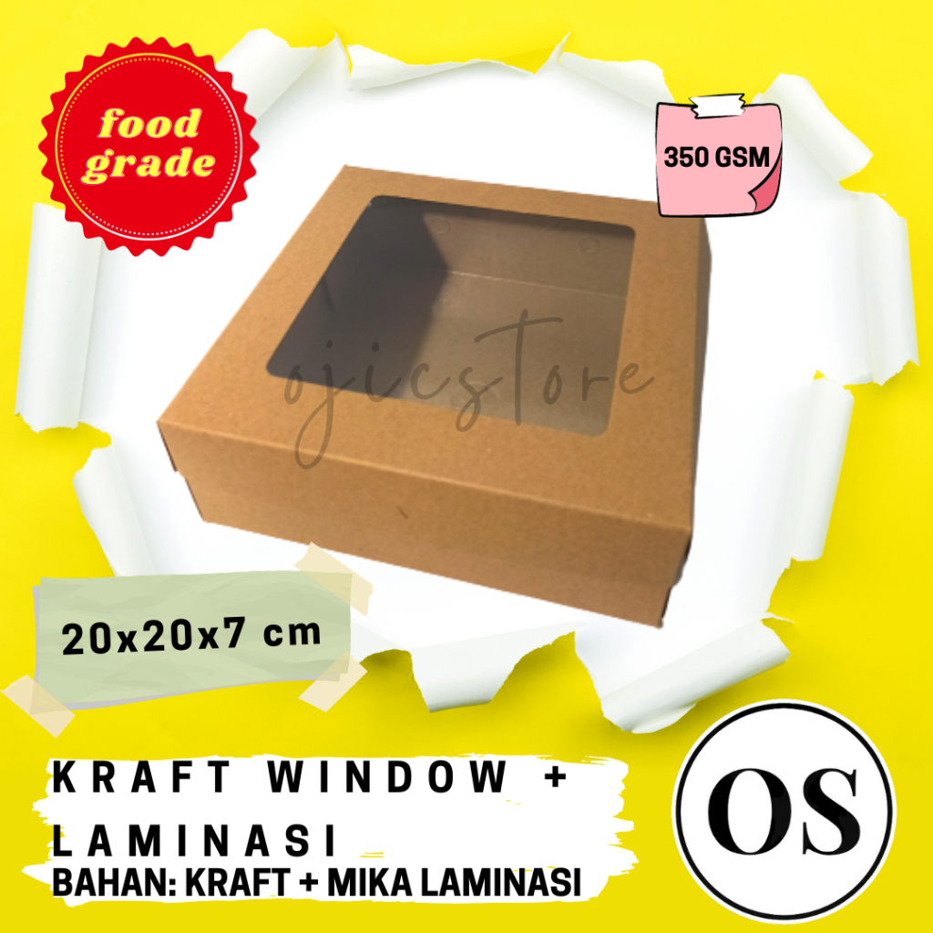 

Dus Box Kraft Window Coklat 20x20x7 Dengan Jendela LAMINASI Untuk Hampers, Kue, Bolu, Spiku, Pudding, Roti
